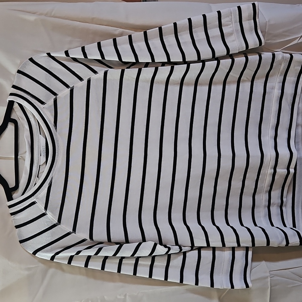 Market Spruce Boatneck Sweater, Large, Black  And White Stripe